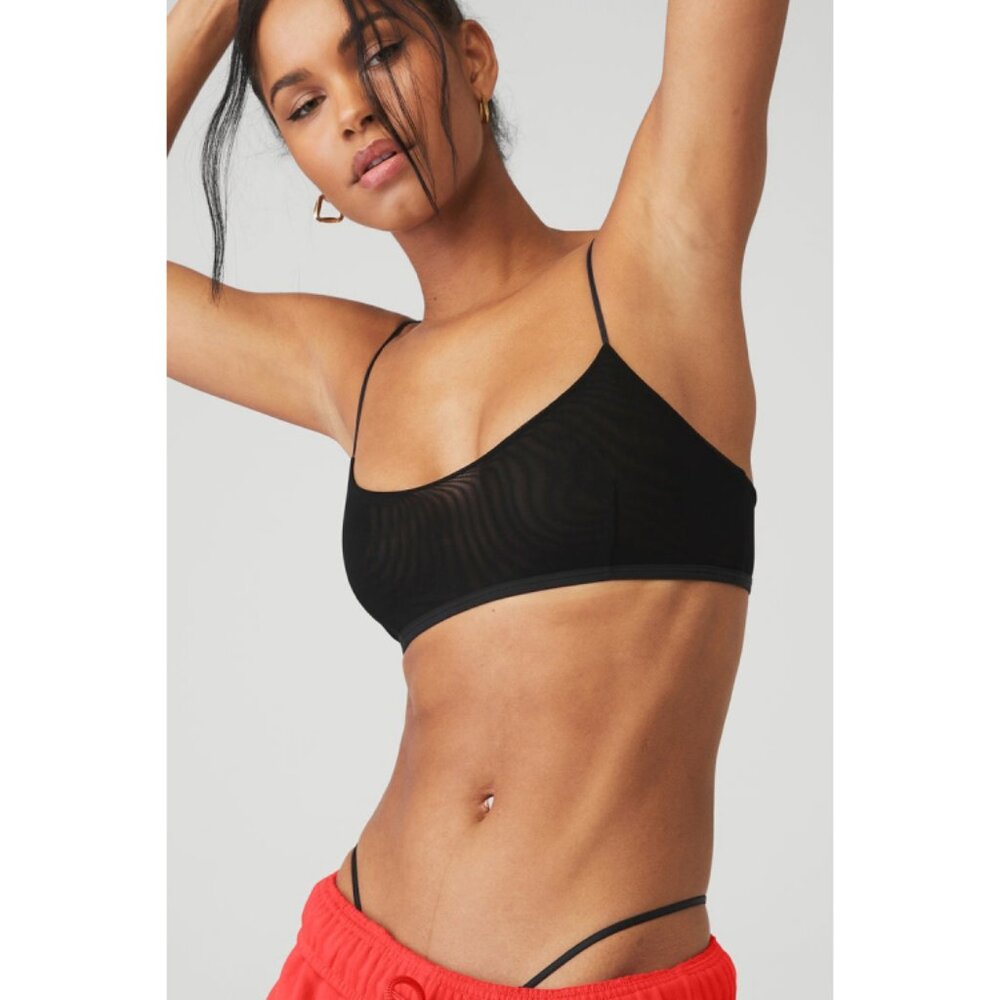 Alo Airmesh Venus Bralette Black Sheer Mesh Festival Gothic Bra Tank Crop Top XS